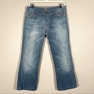 7 FAM Women Cropped Jeans with Pleated Pockets 29